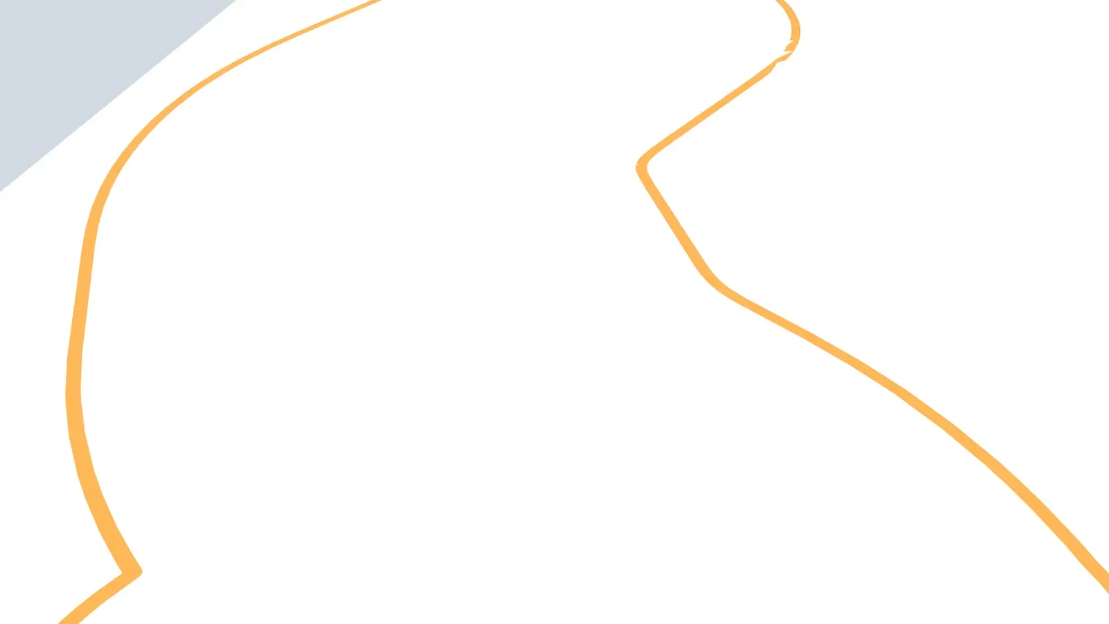 Schrägansicht von oben auf eine leere Fläche: Nur der Untersuchungsperimeter ist eingezeichnet, ein durchgehendes oranges Band, das von links unten in einem Bogen nach rechts oben zieht und die Grenze des Untersuchungsgebiets nachzeichnet. Sonst ist nichts zu sehen.